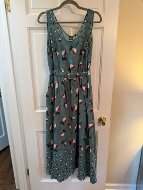 suno silk floral sheath dress Suno Floral Silk Midi Flared Hem Dress Size 4
